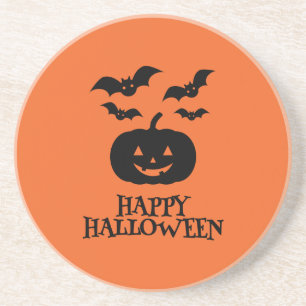 Happy Halloween Pumpkin Bat Minimal Getränkeuntersetzer