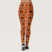 Happy Halloween Pumpkin Bat Minimal Leggings (Rückseite)