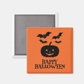 Happy Halloween Pumpkin Bat Minimal Magnet (Vorderseite/Rückseite)