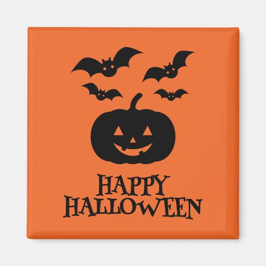 Happy Halloween Pumpkin Bat Minimal Magnet (Vorne)