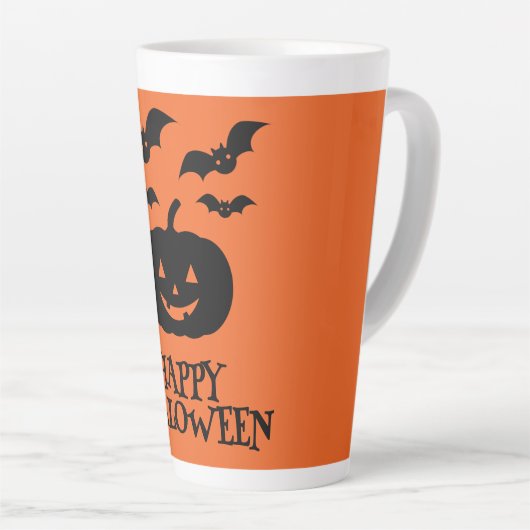 Happy Halloween Pumpkin Bat Minimal Milchtasse (Rechte Ecke)