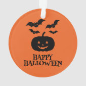 Happy Halloween Pumpkin Bat Minimal Ornament (Rückseite)