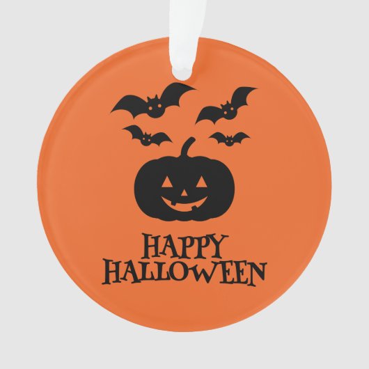 Happy Halloween Pumpkin Bat Minimal Ornament (Vorderseite)