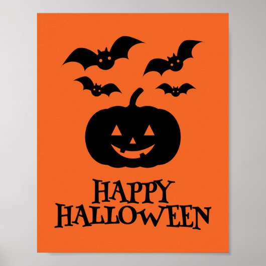 Happy Halloween Pumpkin Bat Minimal Poster (Vorne)