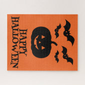 Happy Halloween Pumpkin Bat Minimal Puzzle (Horizontal)
