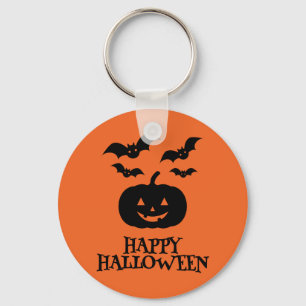 Happy Halloween Pumpkin Bat Minimal Schlüsselanhänger