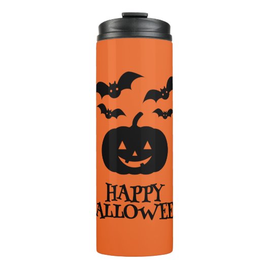 Happy Halloween Pumpkin Bat Minimal Thermosbecher (Vorderseite)