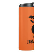 Happy Halloween Pumpkin Bat Minimal Thermosbecher (Nach links gedreht)