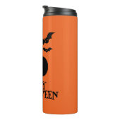 Happy Halloween Pumpkin Bat Minimal Thermosbecher (Nach rechts gedreht)