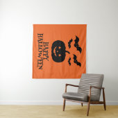 Happy Halloween Pumpkin Bat Minimal Wandteppich (Beispiel (Horizontal))