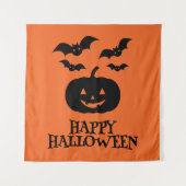 Happy Halloween Pumpkin Bat Minimal Wandteppich (Vorderseite)