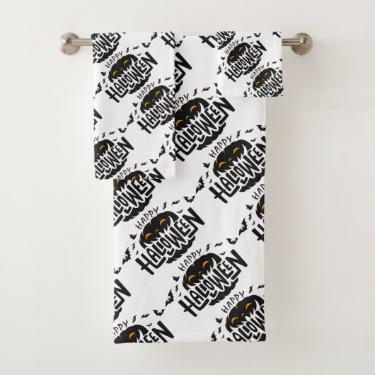 Happy Halloween Pumpkin Bath Handtuch Set (Insitu)