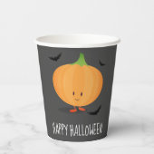 Happy Halloween Pumpkin Bats Pappbecher (Rückseite)