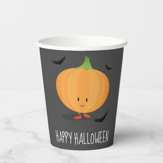 Happy Halloween Pumpkin Bats Pappbecher (Rückseite)