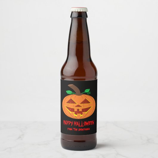Happy Halloween Pumpkin Bierflasche Label Set Bierflaschenetikett (Vorderseite)
