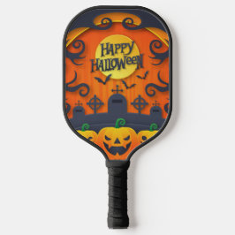 Happy Halloween Pumpkin Black Pickleball Schläger
