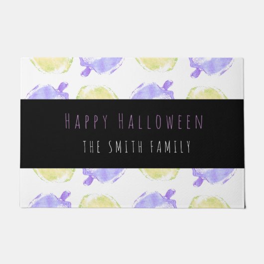 Happy Halloween Pumpkin Briefmarke Pattern Name Fußmatte (Vorderseite)