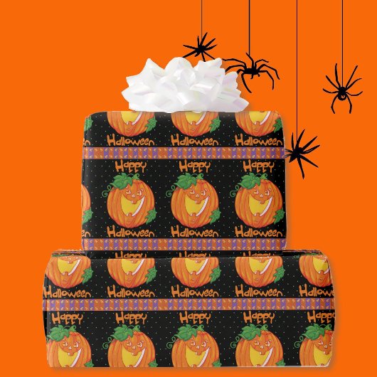Happy Halloween Pumpkin Candy Corn Kürbislaterne Geschenkpapier
