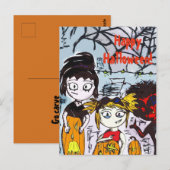 Happy Halloween Pumpkin Carving Postkarte (Vorne/Hinten)