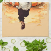 Happy Halloween Pumpkin Chasing Young Boy Geschirrtuch (Gefaltet)