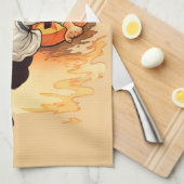 Happy Halloween Pumpkin Chasing Young Boy Geschirrtuch (Viertel Falte)