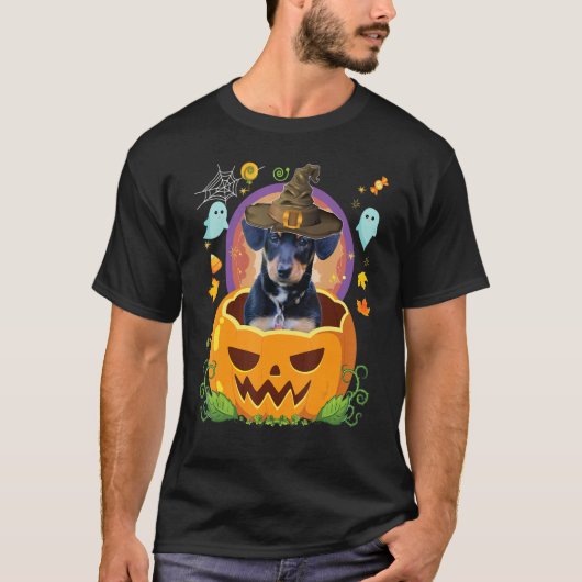 Happy Halloween Pumpkin Chiweenie Dog Hexe Niedlic T-Shirt (Vorderseite)