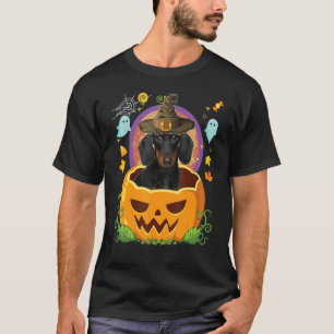 Happy Halloween Pumpkin Dackel Hund Hexe Niedlich T-Shirt