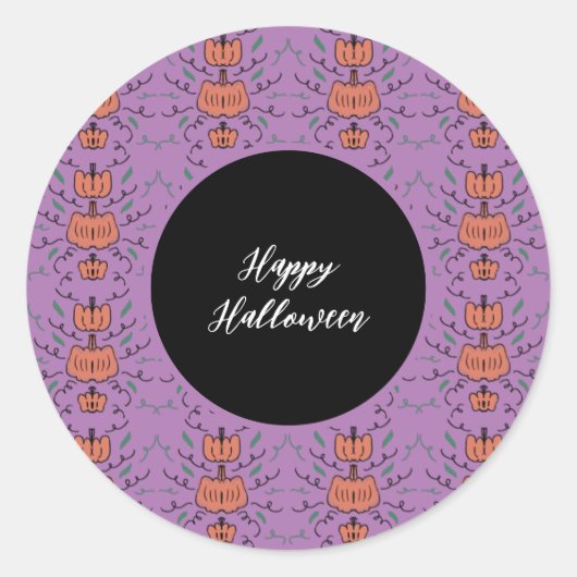 Happy Halloween Pumpkin Doodle Nahtloses Muster Runder Aufkleber (Vorderseite)