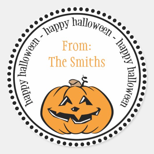 Happy Halloween Pumpkin Dot Circle Labels Runder Aufkleber (Vorderseite)