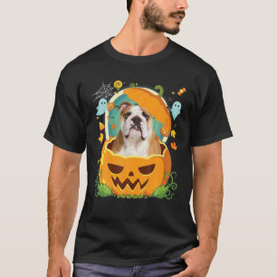 Happy Halloween Pumpkin English Bulldog Hund Hexe T-Shirt