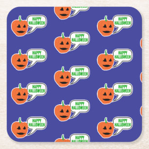 Happy Halloween Pumpkin Face Rechteckiger Pappuntersetzer