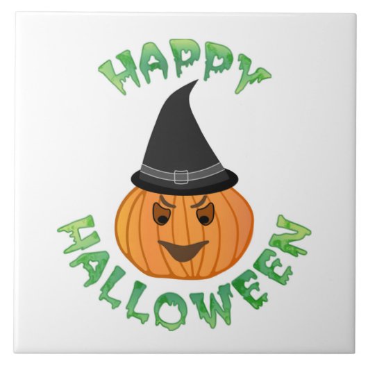 "HAPPY HALLOWEEN" PUMPKIN FLIESE (Vorderseite)