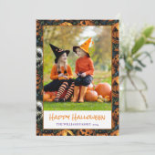 Happy Halloween Pumpkin Foto Holiday Card Karte (Stehend Vorderseite)