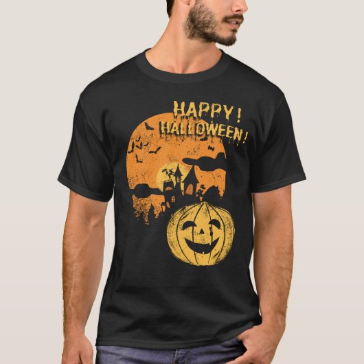 Happy Halloween Pumpkin Funny Spooky Bat Beängstig T-Shirt (Vorderseite)