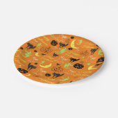 Happy Halloween Pumpkin Ghost Hexe Moon Orange Pappteller (Schrägansicht)