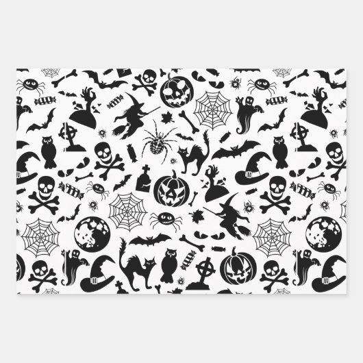 Happy Halloween Pumpkin Ghost Pattern Geschenkpapier Set (Vorderseite 3)