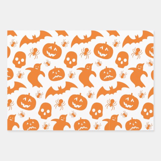 Happy Halloween Pumpkin Ghost Pattern Geschenkpapier Set (Vorderseite)