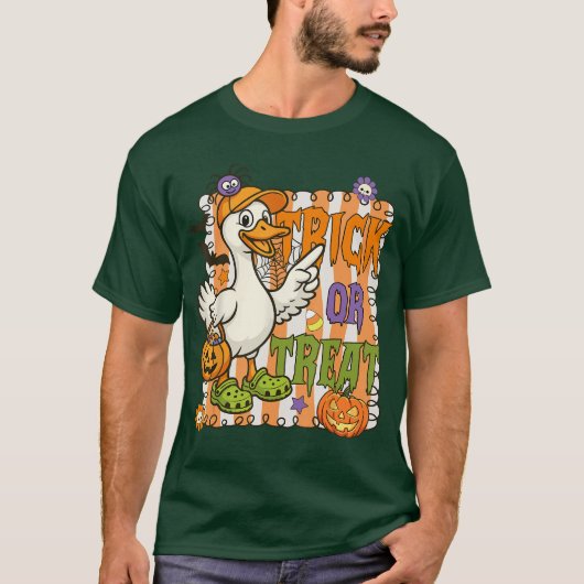 Happy Halloween Pumpkin Goose Trick oder Treat Alb T-Shirt (Vorderseite)