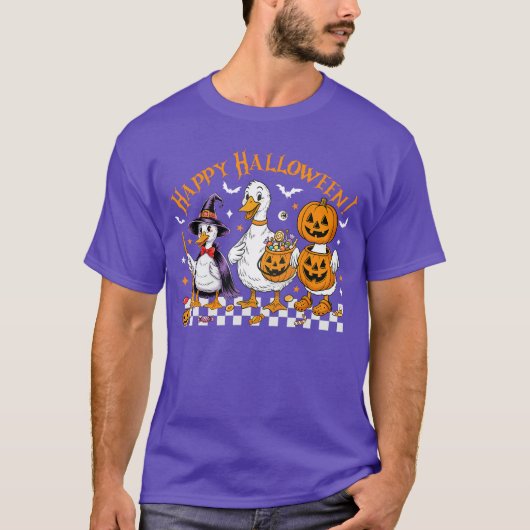 Happy Halloween Pumpkin Goose Trick oder Treat Alb T-Shirt (Vorderseite)