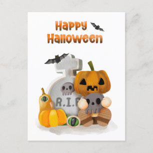 Happy Halloween Pumpkin Head RIP Postkarte