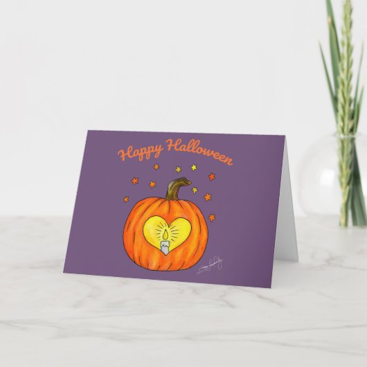 Happy Halloween Pumpkin Heart Karte (Vorderseite)