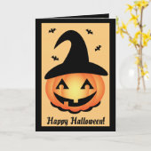Happy Halloween - Pumpkin Hexe Karte (Gelbe Blume)