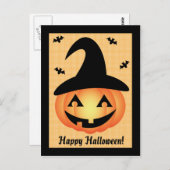 Happy Halloween Pumpkin Hexe Postcard Postkarte (Vorne/Hinten)
