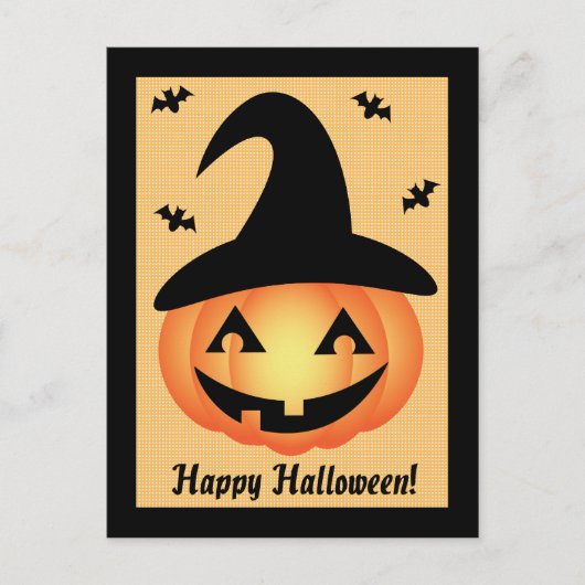 Happy Halloween Pumpkin Hexe Postcard Postkarte (Vorderseite)