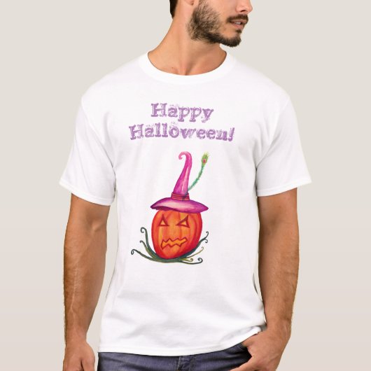 Happy Halloween Pumpkin Hexe T - Shirt (Vorderseite)