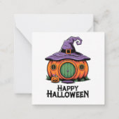 Happy Halloween Pumpkin Hütte & Hexenhut Roof Mitteilungskarte (Rückseite)