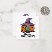 Happy Halloween Pumpkin Hütte & Hexenhut Roof Mitteilungskarte (Vorderseite/Rückseite Beispiel)
