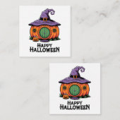 Happy Halloween Pumpkin Hütte & Hexenhut Roof Mitteilungskarte (Vorne/Hinten)