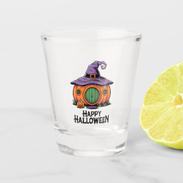 Happy Halloween Pumpkin Hütte & Hexenhut Roof Schnapsglas