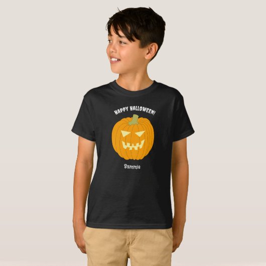Happy Halloween Pumpkin Individuelle Name Kinder T T-Shirt (Vorne ganz)
